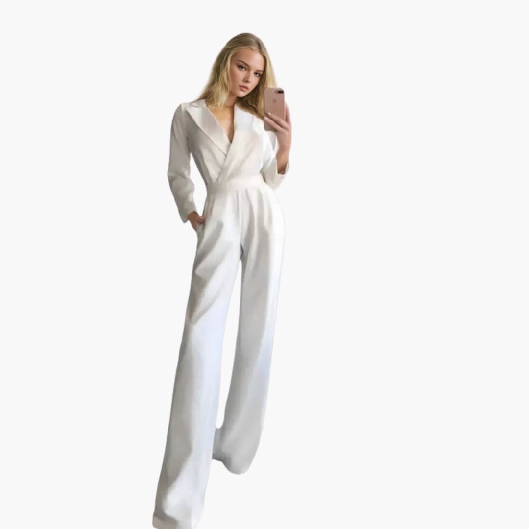 Tuta larga donna a maniche lunghe con scollo a V