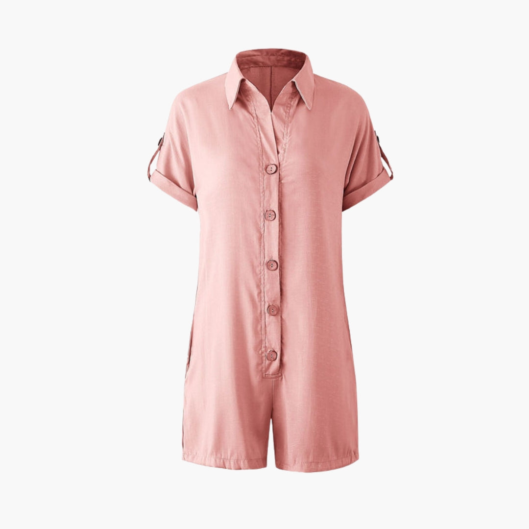 Tuta corta da donna con colletto a camicia