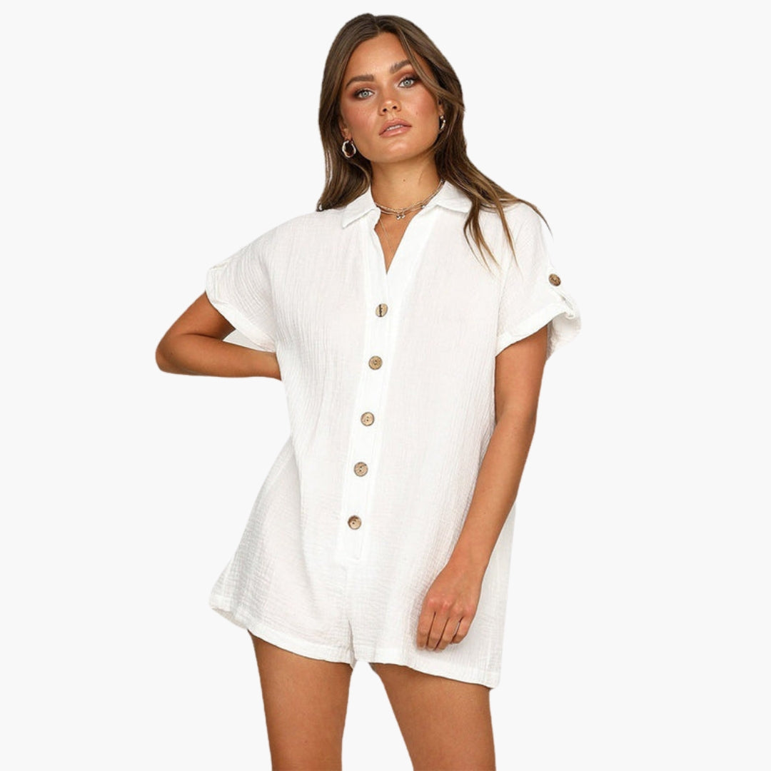 Tuta corta da donna con colletto a camicia