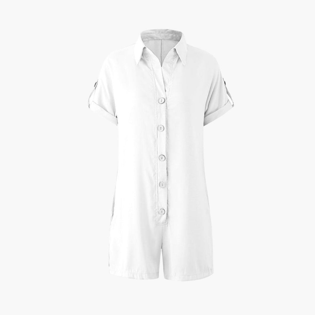 Tuta corta da donna con colletto a camicia