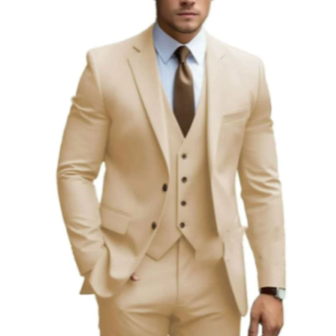 Costume Trois Pièces Homme avec Col à Revers