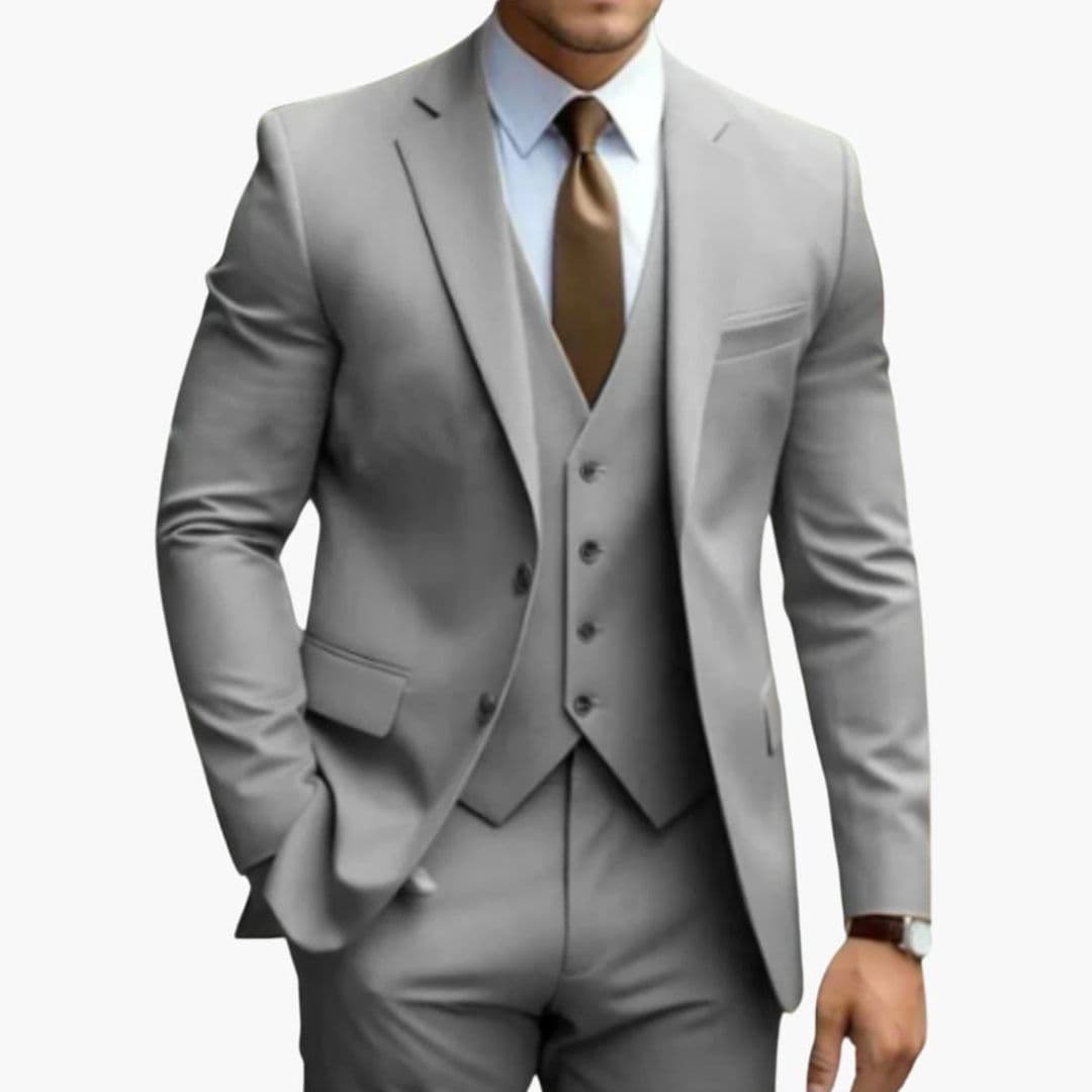 Costume Trois Pièces Homme avec Col à Revers