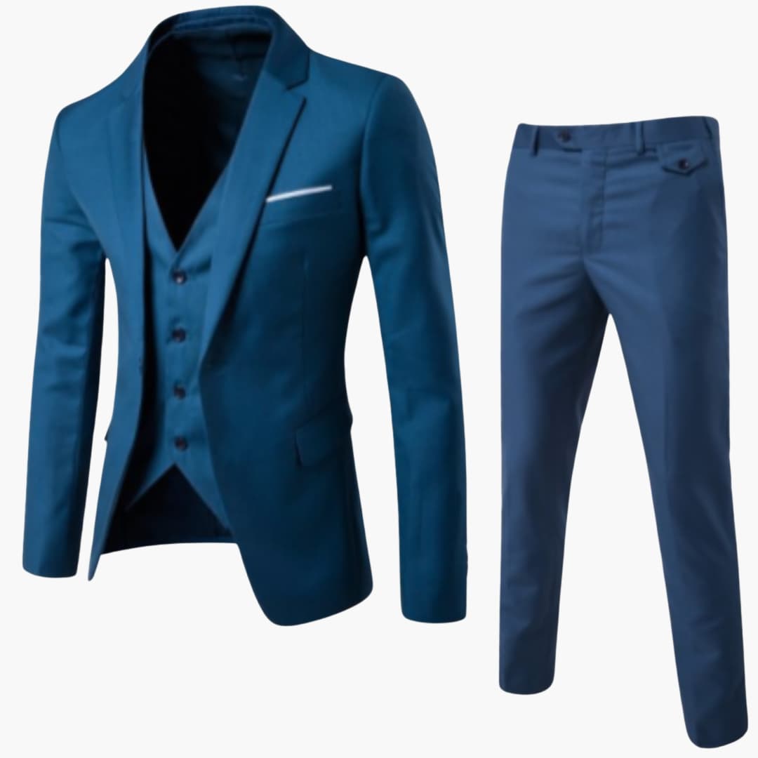 Costume pour homme trois pièces avec veste à un bouton et gilet