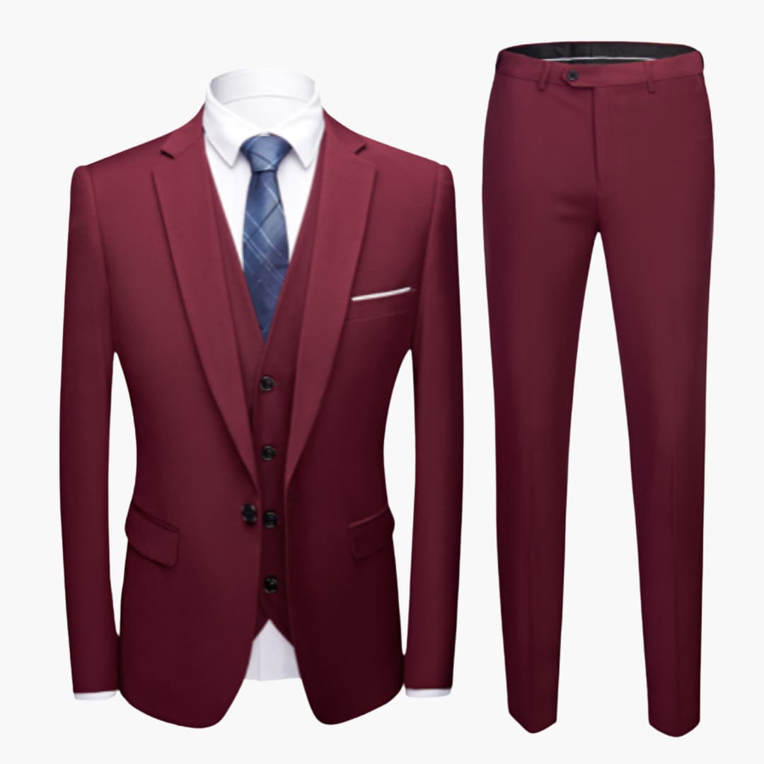 Costume pour homme trois pièces avec veste à un bouton et gilet