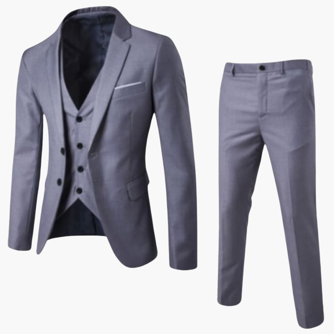 Costume pour homme trois pièces avec veste à un bouton et gilet