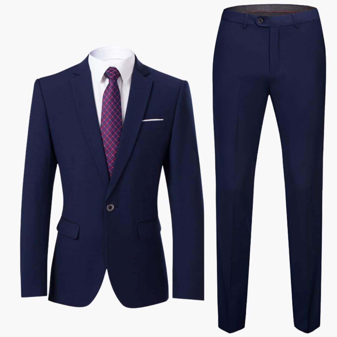 Herretøj i to dele med blazer og bukser med lige ben