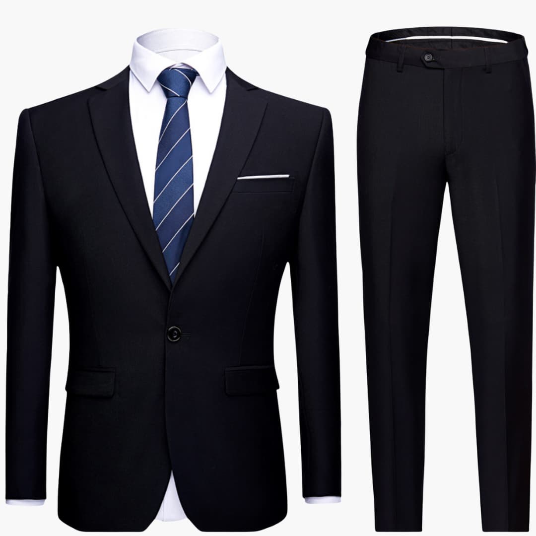 Herretøj i to dele med blazer og bukser med lige ben