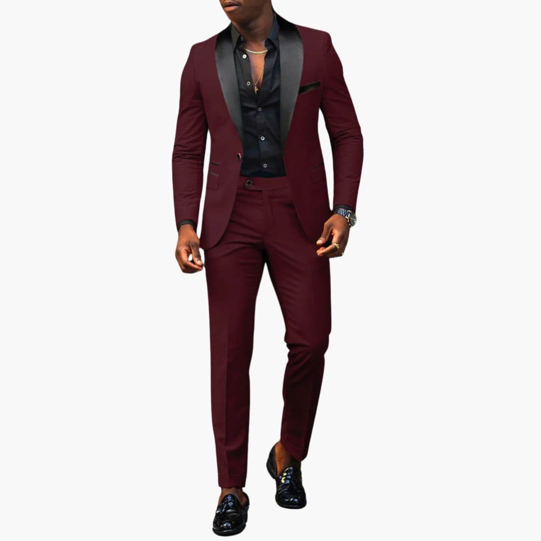 Costume homme deux pièces avec veste à col châle