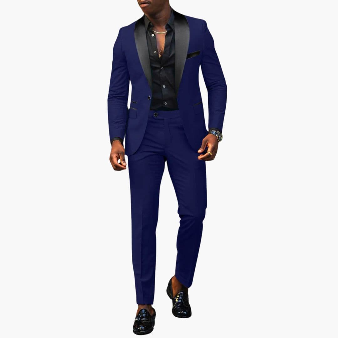 Costume homme deux pièces avec veste à col châle