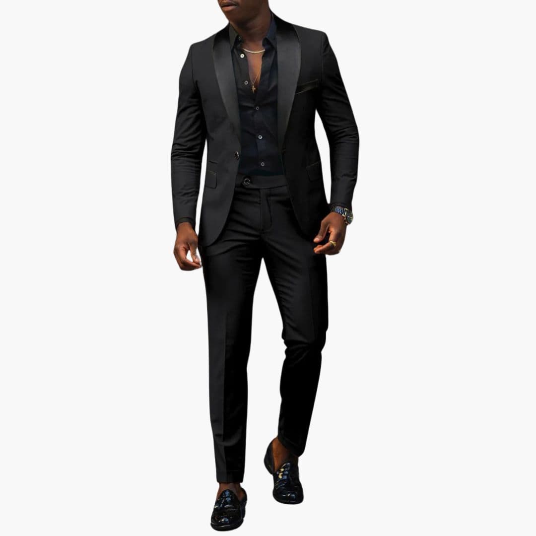 Costume homme deux pièces avec veste à col châle