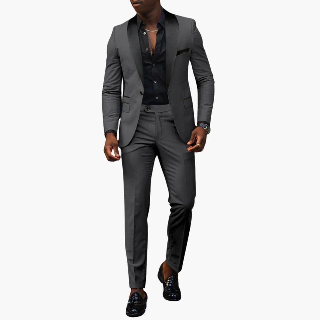 Costume homme deux pièces avec veste à col châle