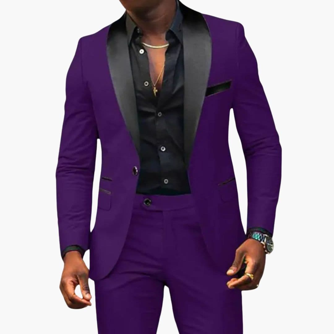 Costume homme deux pièces avec veste à col châle
