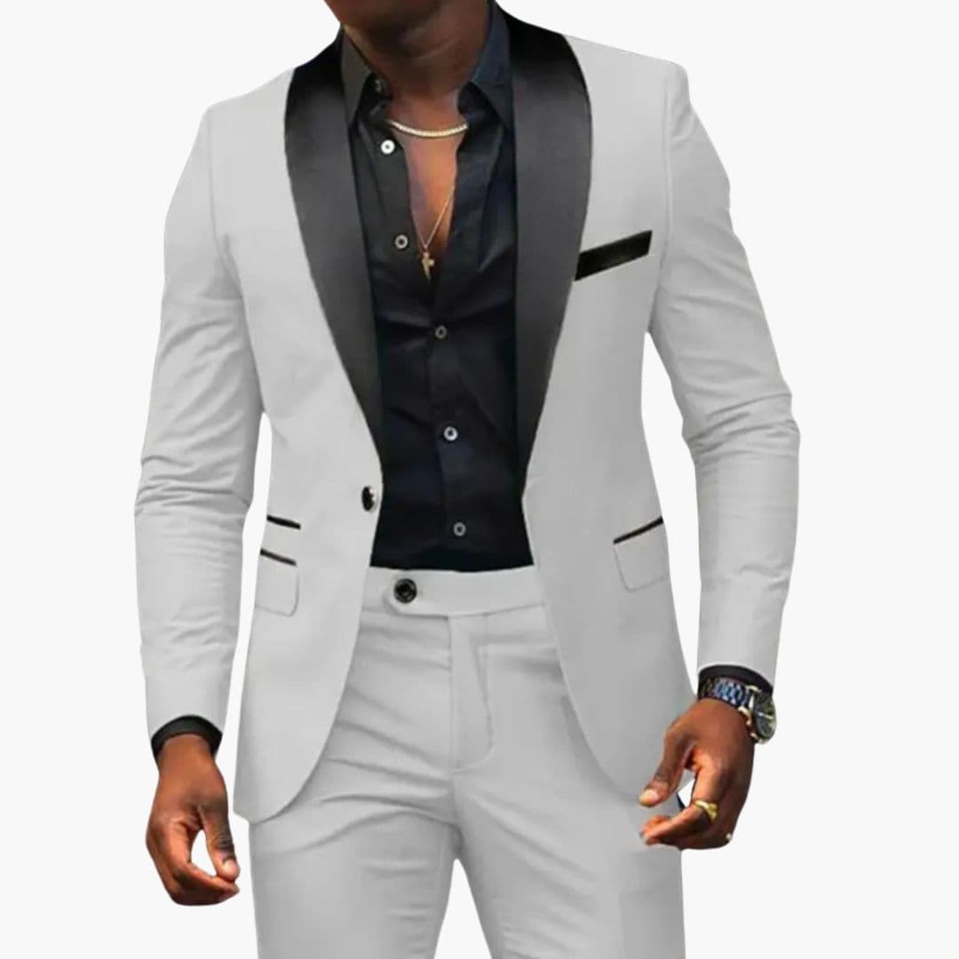 Costume homme deux pièces avec veste à col châle