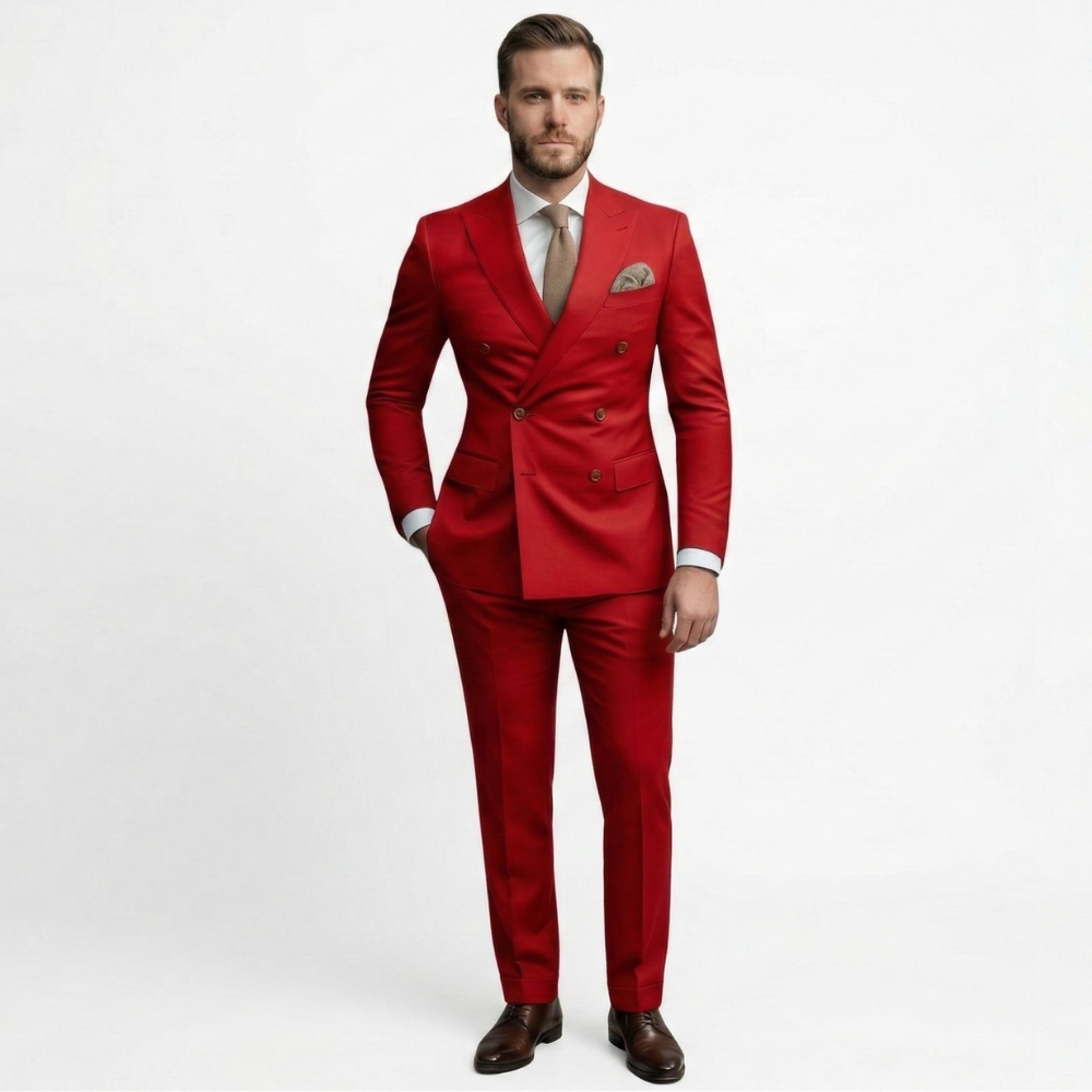 Costume homme deux pièces avec veste croisée et six boutons