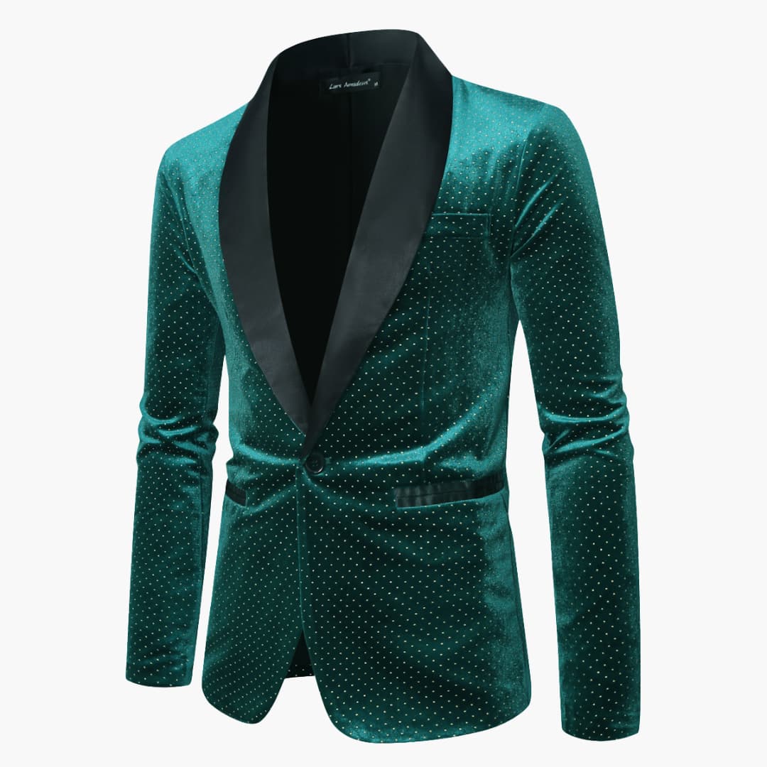 Costume pour homme deux pièces avec col châle et détails en satin