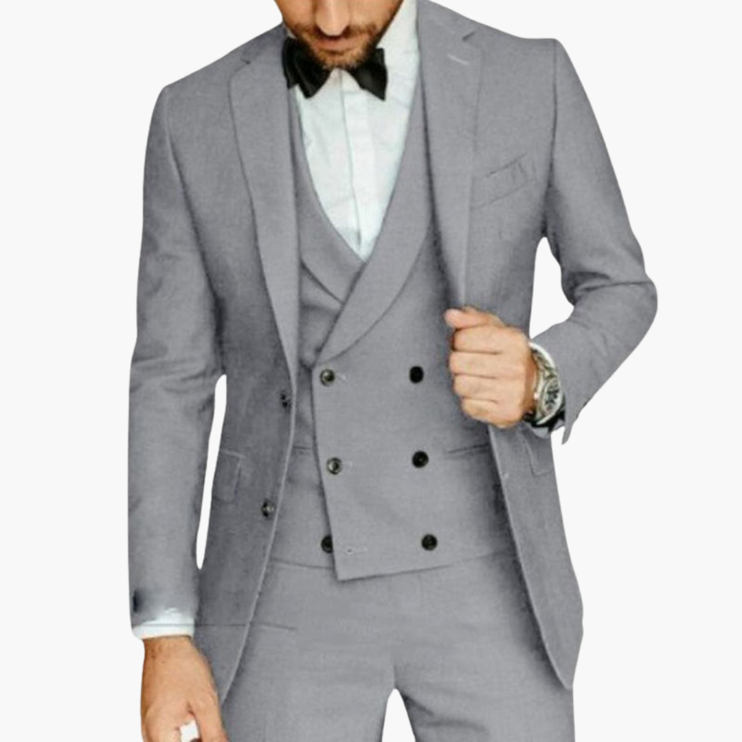 Costume trois pièces pour homme avec gilet à boutons et Blazer assortie