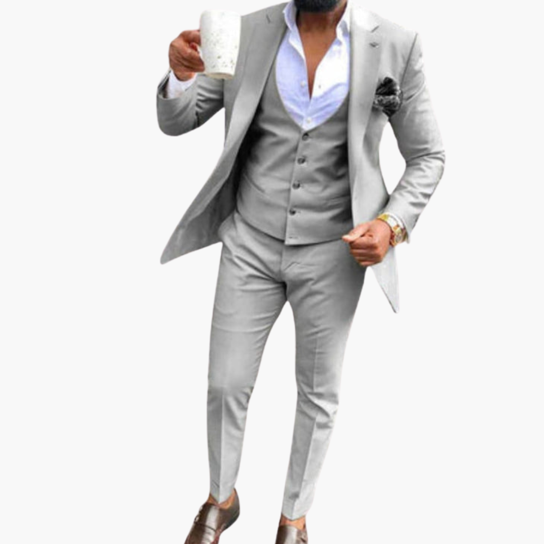 Costume trois pièces pour homme avec Blazer à boutons et pantalon assorti
