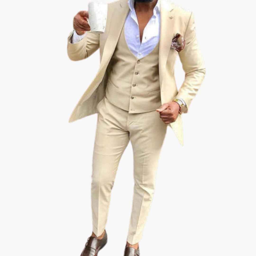 Costume trois pièces pour homme avec Blazer à boutons et pantalon assorti