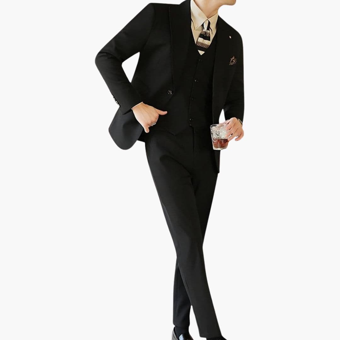 Costume trois pièces pour homme avec veste à col cranté
