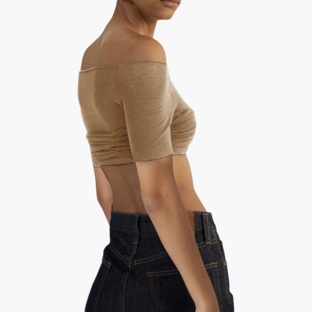 Top corto donna con scollo bardot
