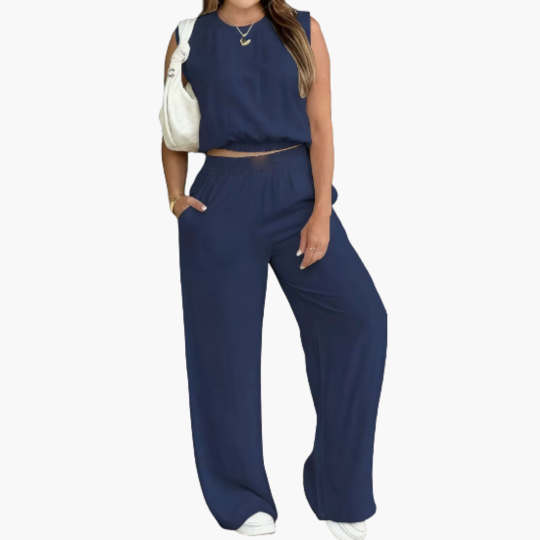 Dam Two-Piece Set with Cropped Top and Wide Pants