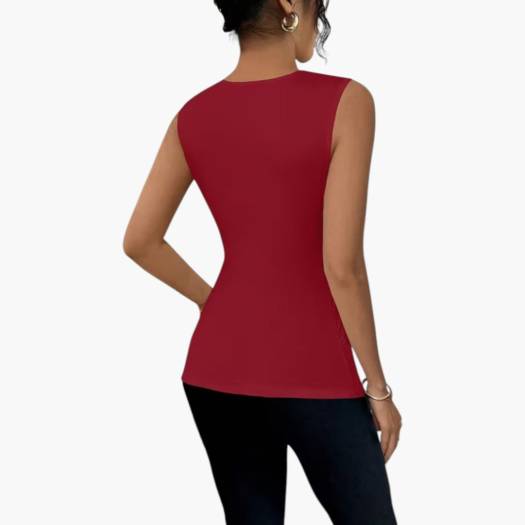 Women's Tank Top with Asymmetric Neckline and Draped Front