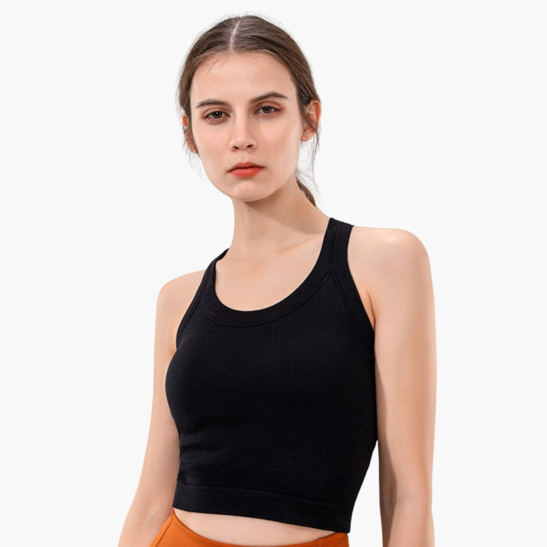 Women's fitted ribbed surface sleeveless sports tank top