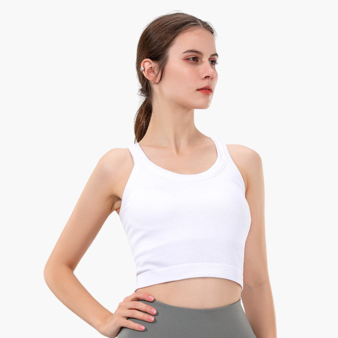Women's fitted ribbed surface sleeveless sports tank top