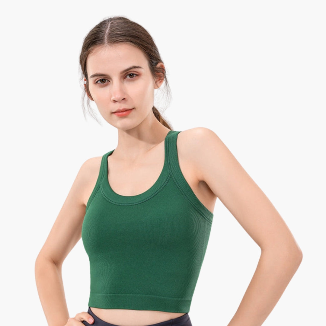 Women's fitted ribbed surface sleeveless sports tank top