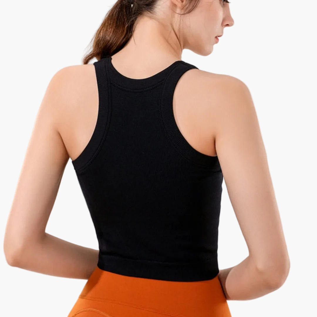Women's fitted ribbed surface sleeveless sports tank top