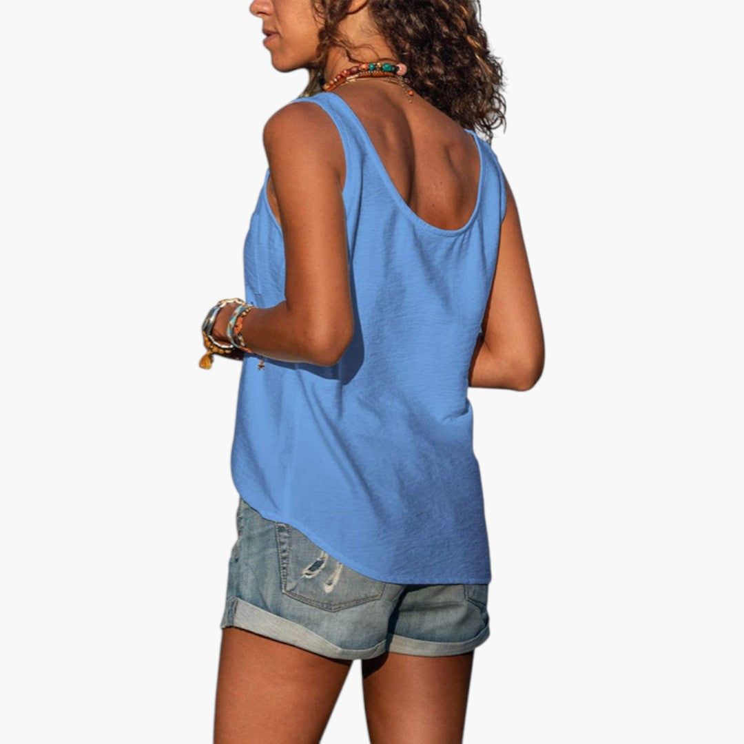 Débardeur femme à col arrondi avec boutons décoratifs