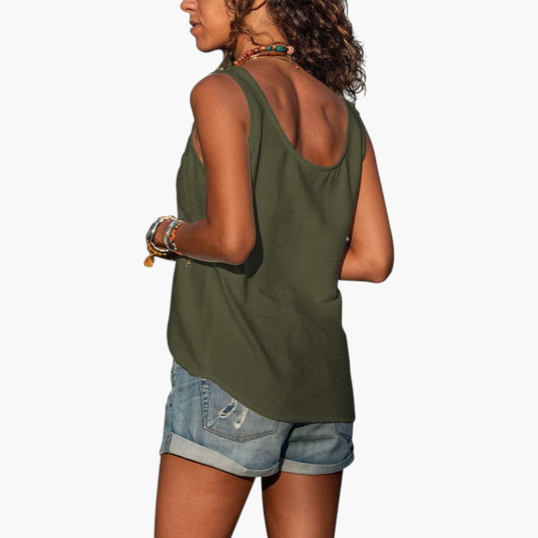 Débardeur femme à col arrondi avec boutons décoratifs