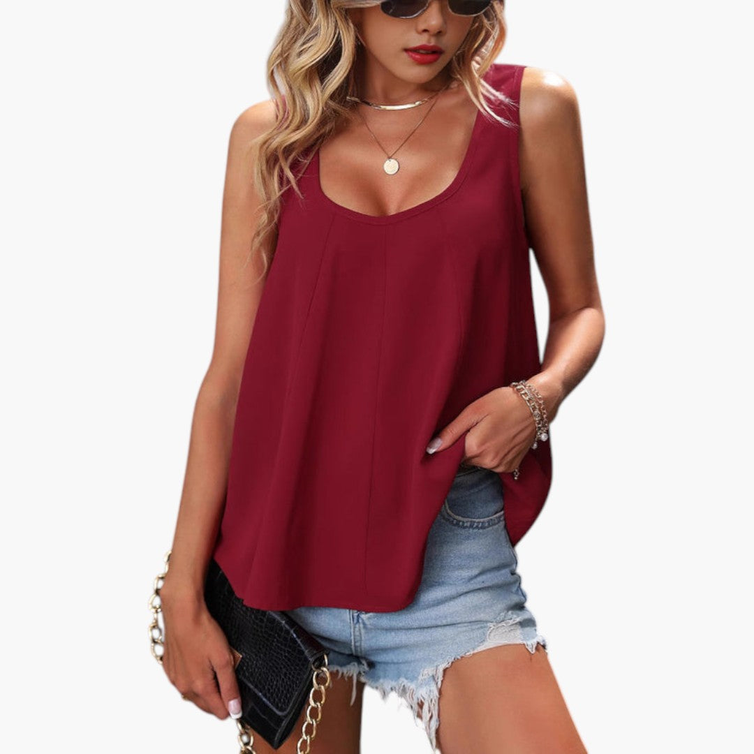 Top donna con scollo ampio e taglio largo