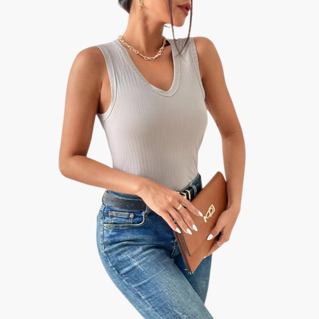 Women's V-neck ribbed tank top