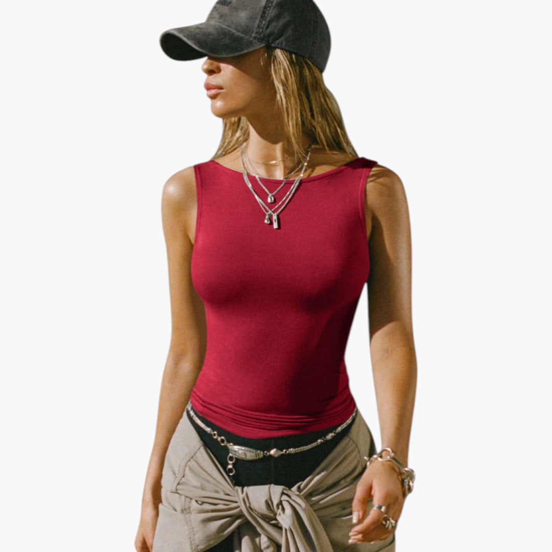 Top donna con design senza maniche