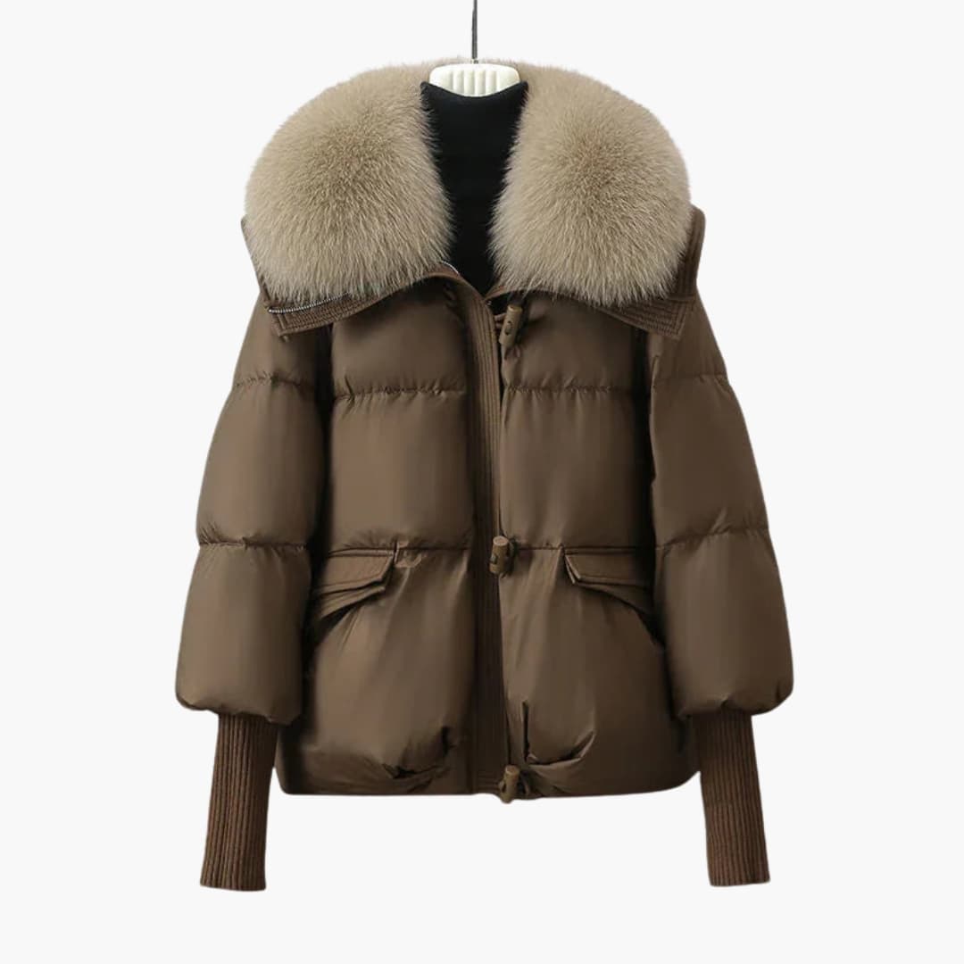 Doudoune femme avec col en fausse fourrure