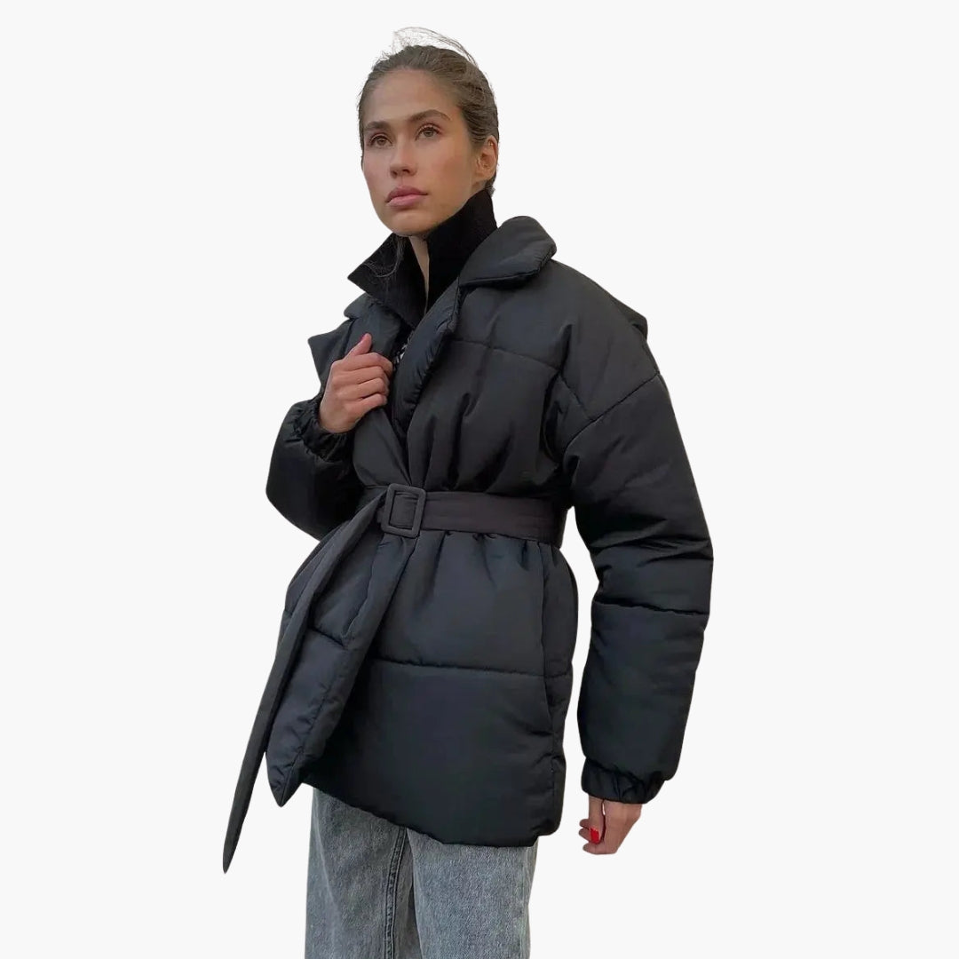 Doudoune femme ceinturée avec col montant