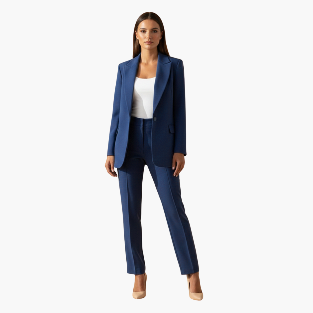 Ensemble Blazer et Pantalon Femme à Revers Notchés et Coupe Ajustée