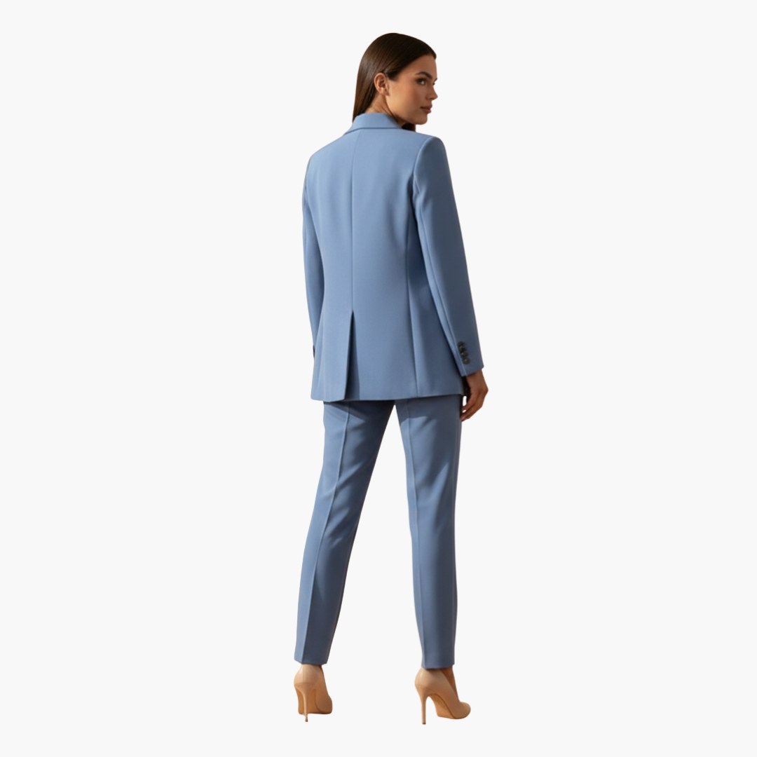 Ensemble Blazer et Pantalon Femme à Revers Notchés et Coupe Ajustée
