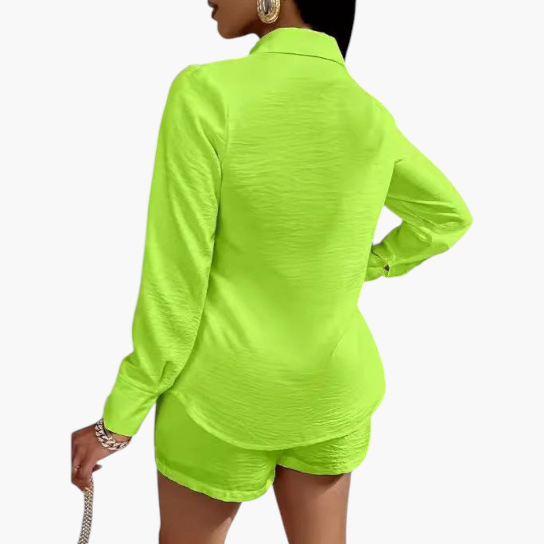 Ensemble Chemises et Shorts femmes a col classique et poches