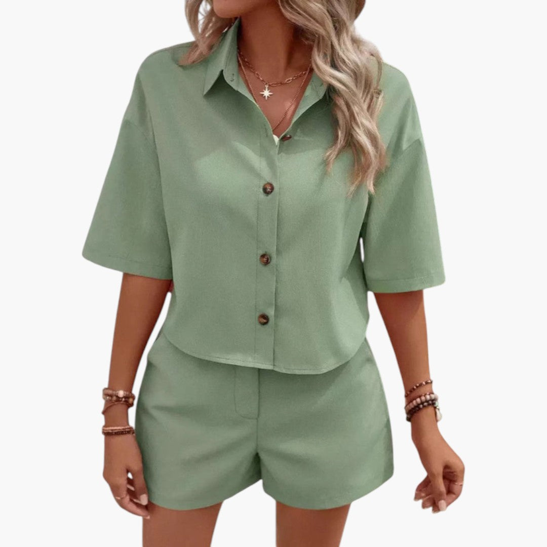 Women's Outfit with Short-Sleeved Shirt and Shorts