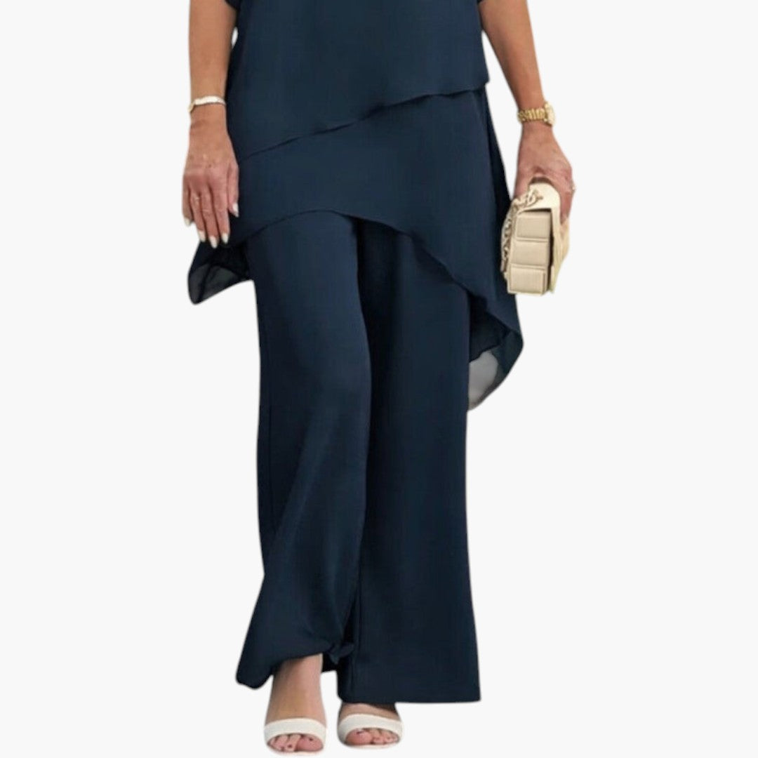 Ensemble Femme avec Haut Asymétrique et Pantalon Large
