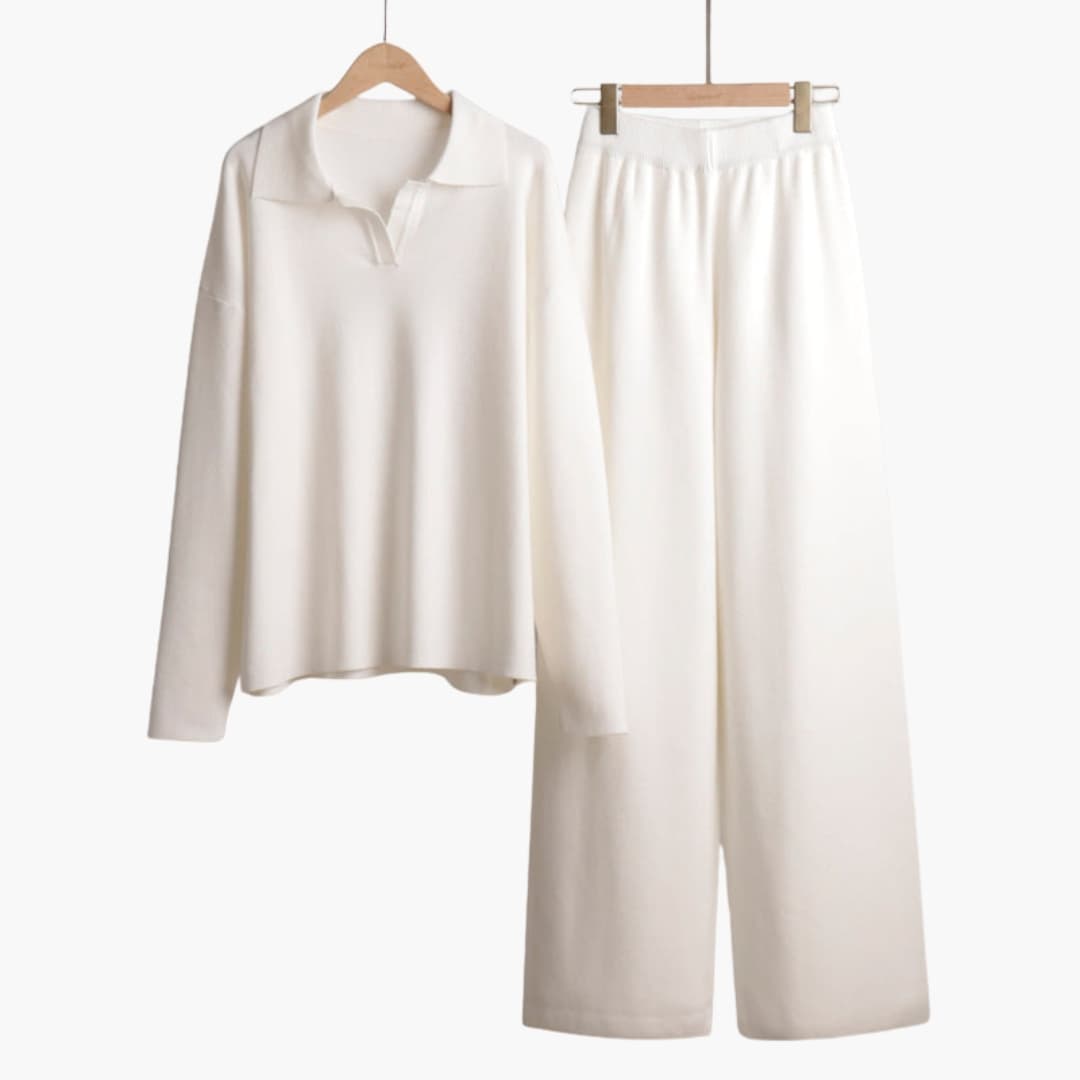 Dame loungewear sæt med oversized trøje og brede bukser