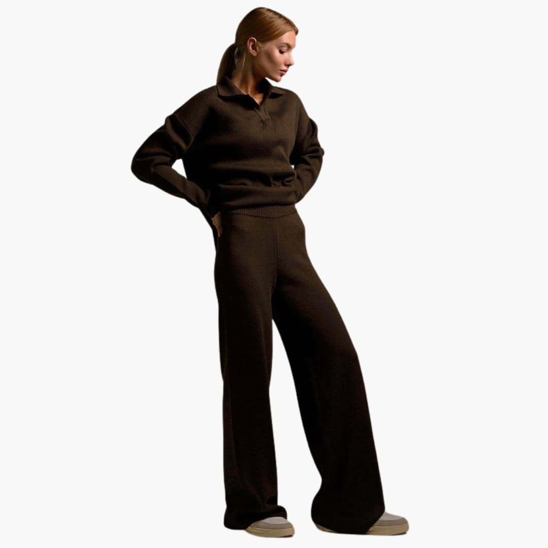 Dame loungewear sæt med oversized trøje og brede bukser