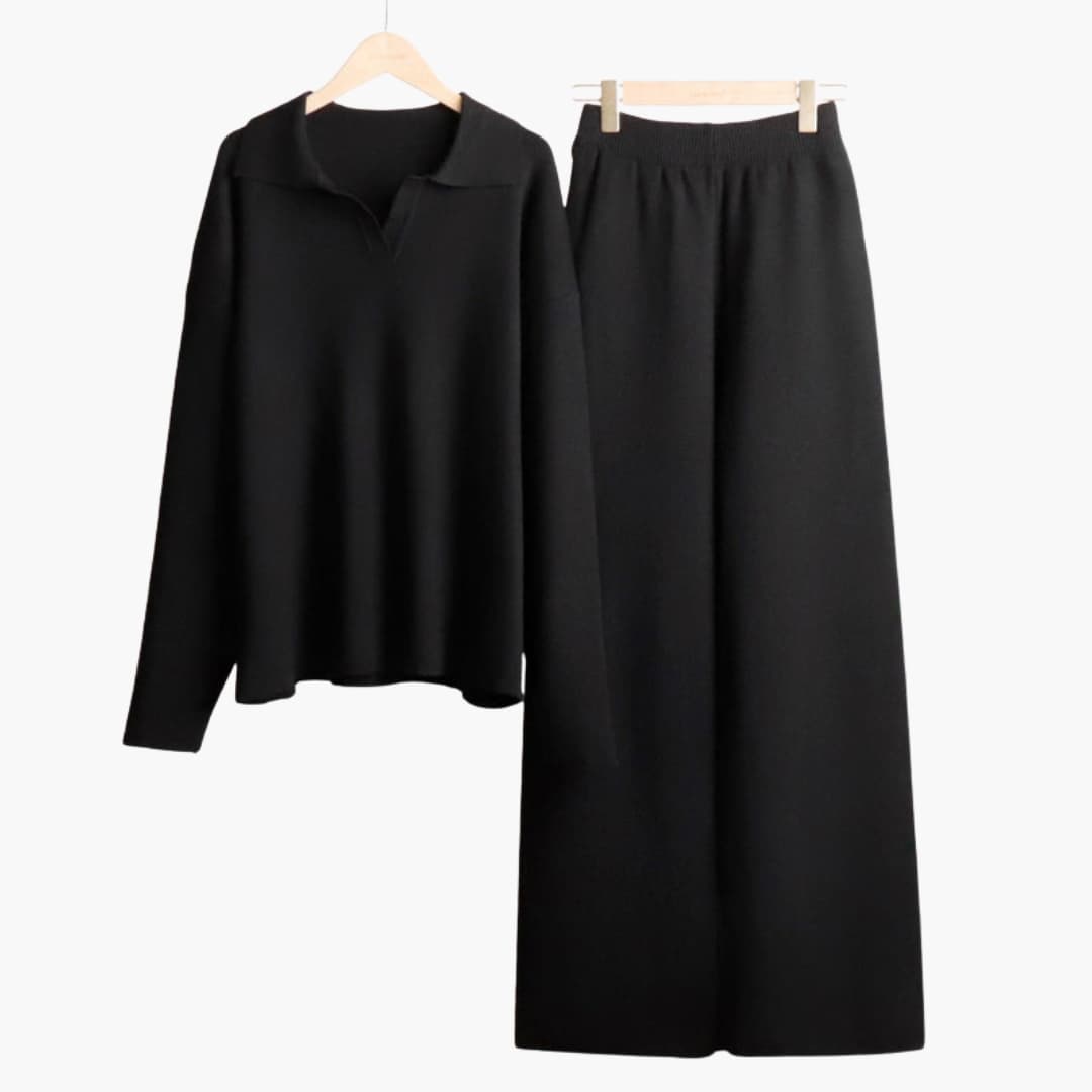 Dame loungewear sæt med oversized trøje og brede bukser