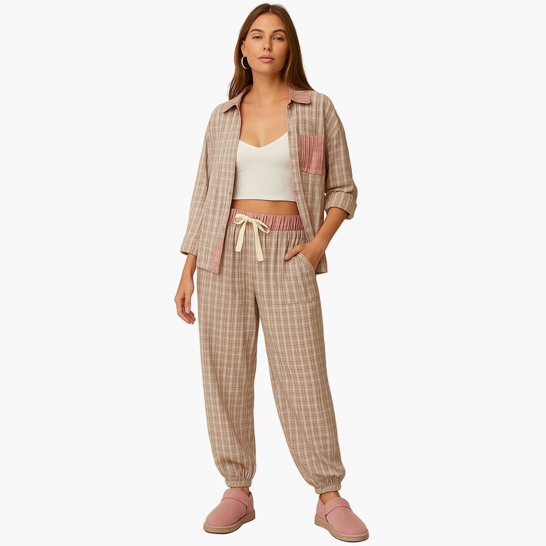 Pyjamasæt til kvinder med ternet mønster