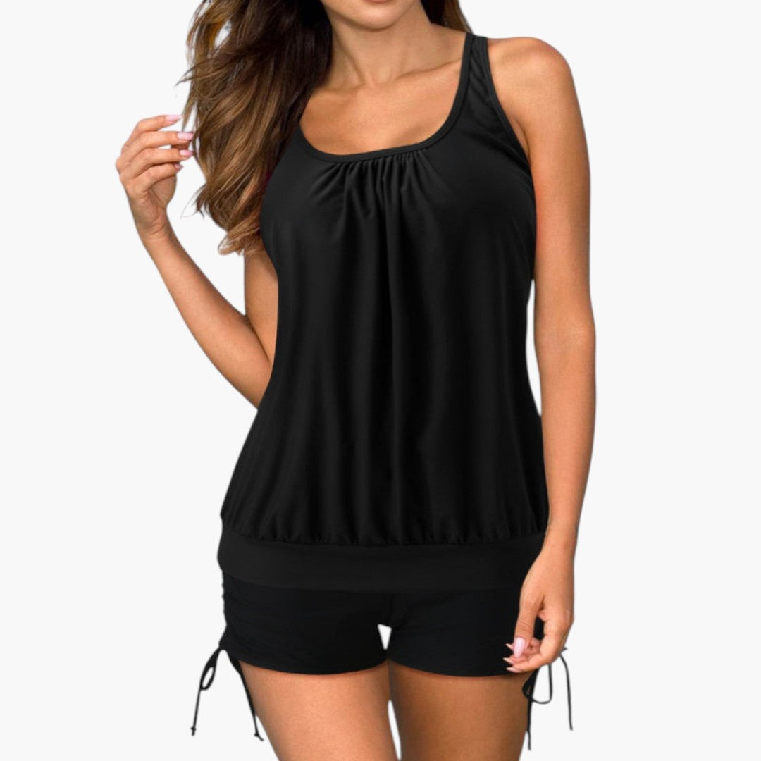Conjunto de tankini para mulheres com estampado tropical