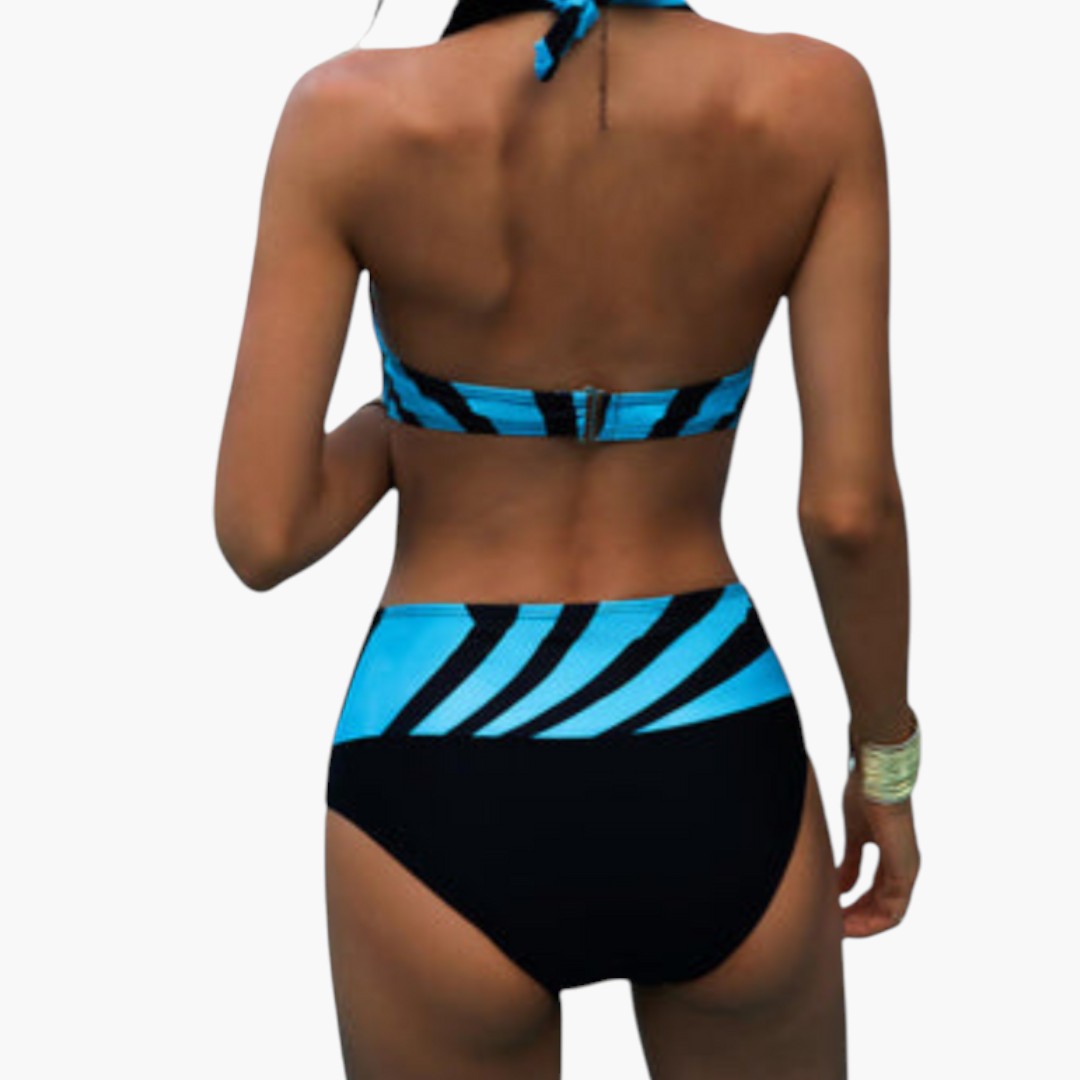 Conjunto de biquíni feminino com gola halter e alças ajustáveis