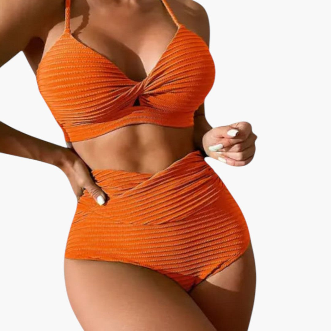 Completo bikini donna con slip a vita alta
