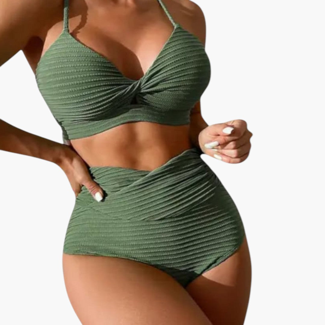 Completo bikini donna con slip a vita alta